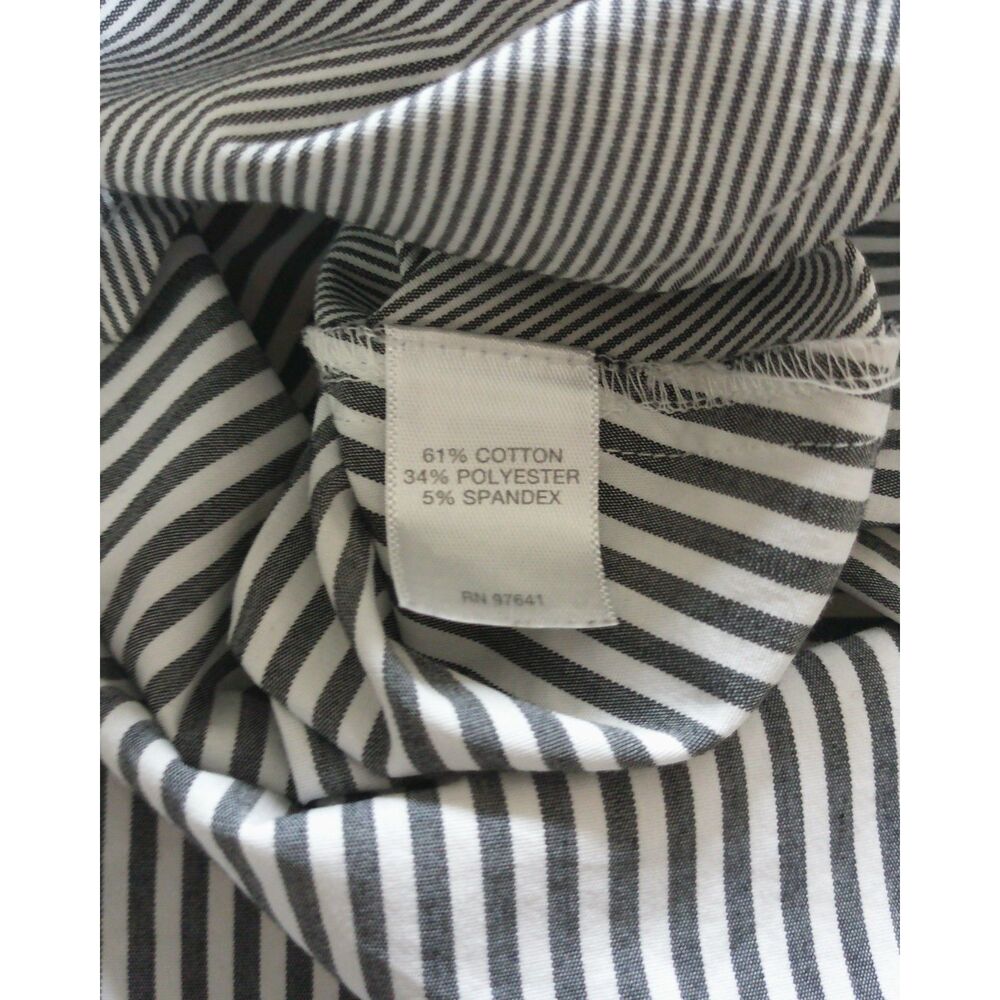 J. Jill Striped Button Front Shirt Large Gray White Stretch Tunic Career Casual - Picture 9 of 10